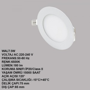 3W LED PANEL S.A BEYAZ IŞIK CT-5144